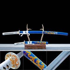 Cloud Dragon Katana and Tanto Set (Golden Dragon-Motif Scabbard)