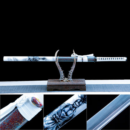 Ninja Sword – Handmade Japanese Ninjato Sword – T10 Carbon Steel Blade – White – High Performance