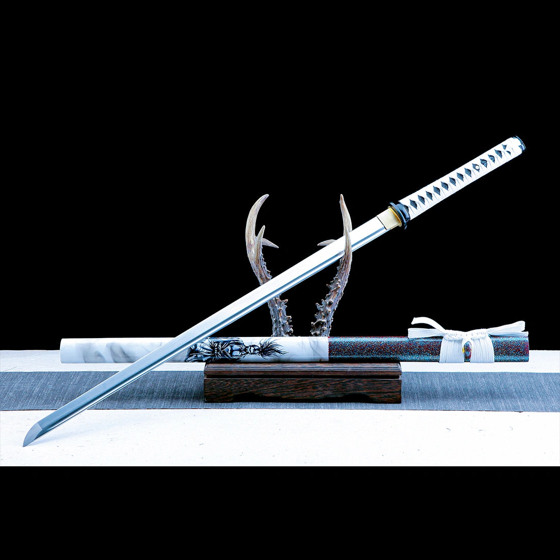 Ninja Sword – Handmade Japanese Ninjato Sword – T10 Carbon Steel Blade – White – High Performance