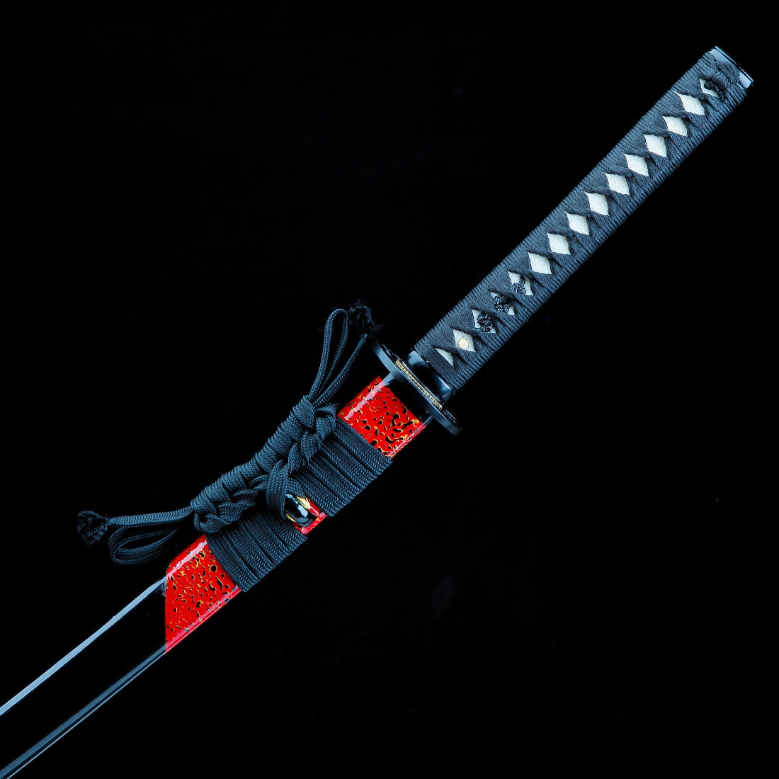 Real Handmade Katana Sword – T10 Carbon Steel Blade – Full Tang – Black – Collector’s Edition