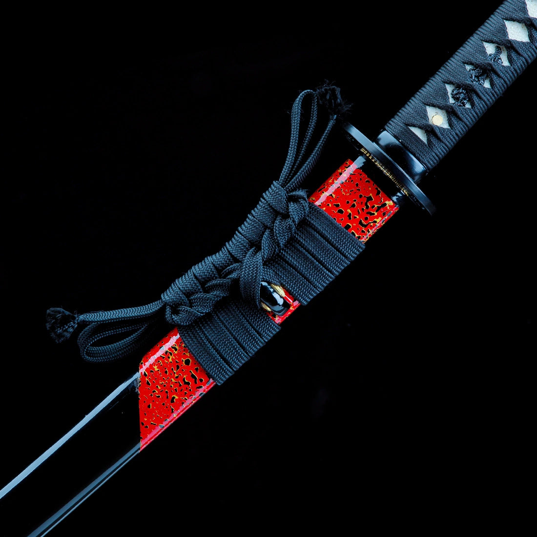 Real Handmade Katana Sword – T10 Carbon Steel Blade – Full Tang – Black – Collector’s Edition