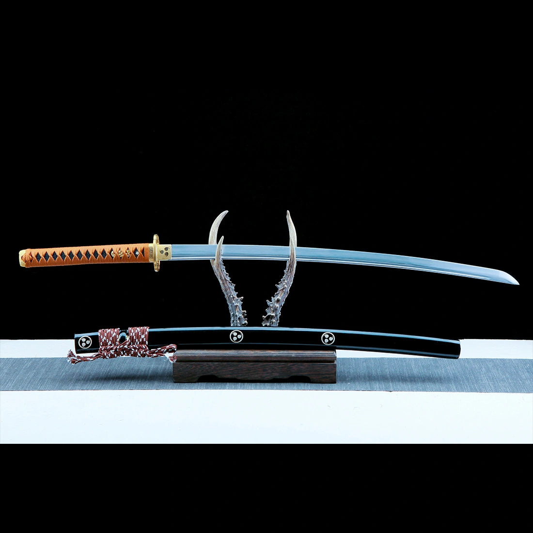 Real Japanese Katana Sword – T10 Carbon Steel Blade – Full Tang – Black – High Performance
