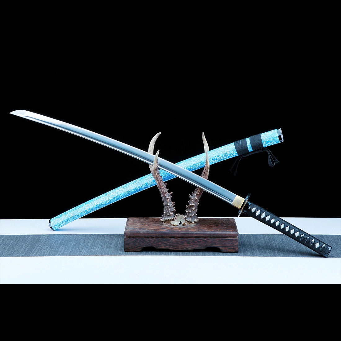 Real Handmade Katana Sword – T10 Carbon Steel Blade – Full Tang – Blue – High Performance