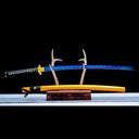 Real Japanese Katana Sword – Handmade Blue 1065 Carbon Steel Blade – Orange Scabbard  – Full Tang – Premium Quality