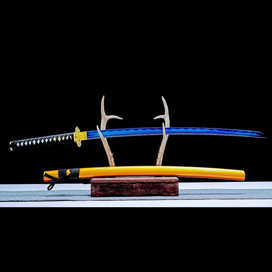 Real Japanese Katana Sword – Handmade Blue 1065 Carbon Steel Blade – Orange Scabbard  – Full Tang – Premium Quality