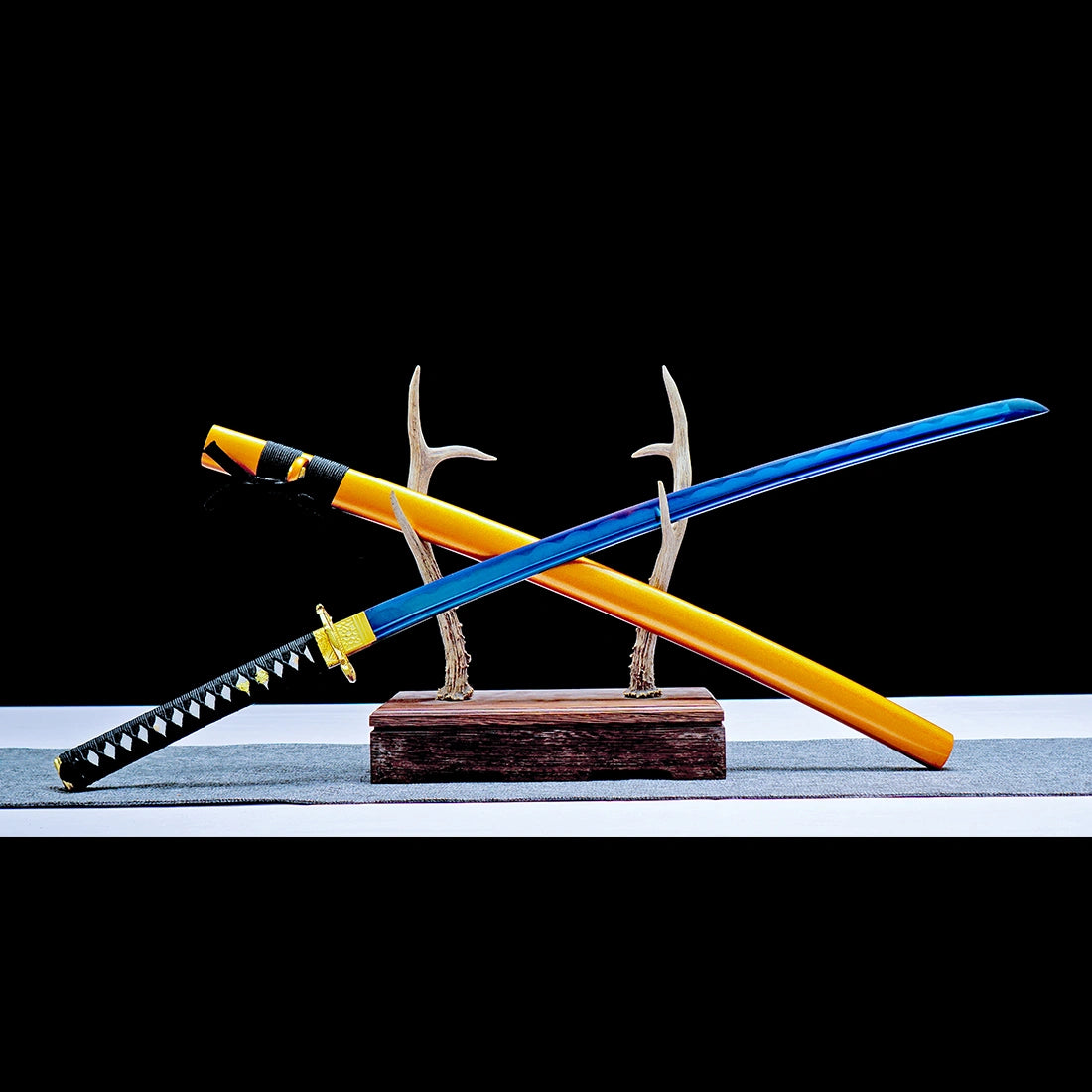 Real Japanese Katana Sword – Handmade Blue 1065 Carbon Steel Blade – Orange Scabbard  – Full Tang – Premium Quality