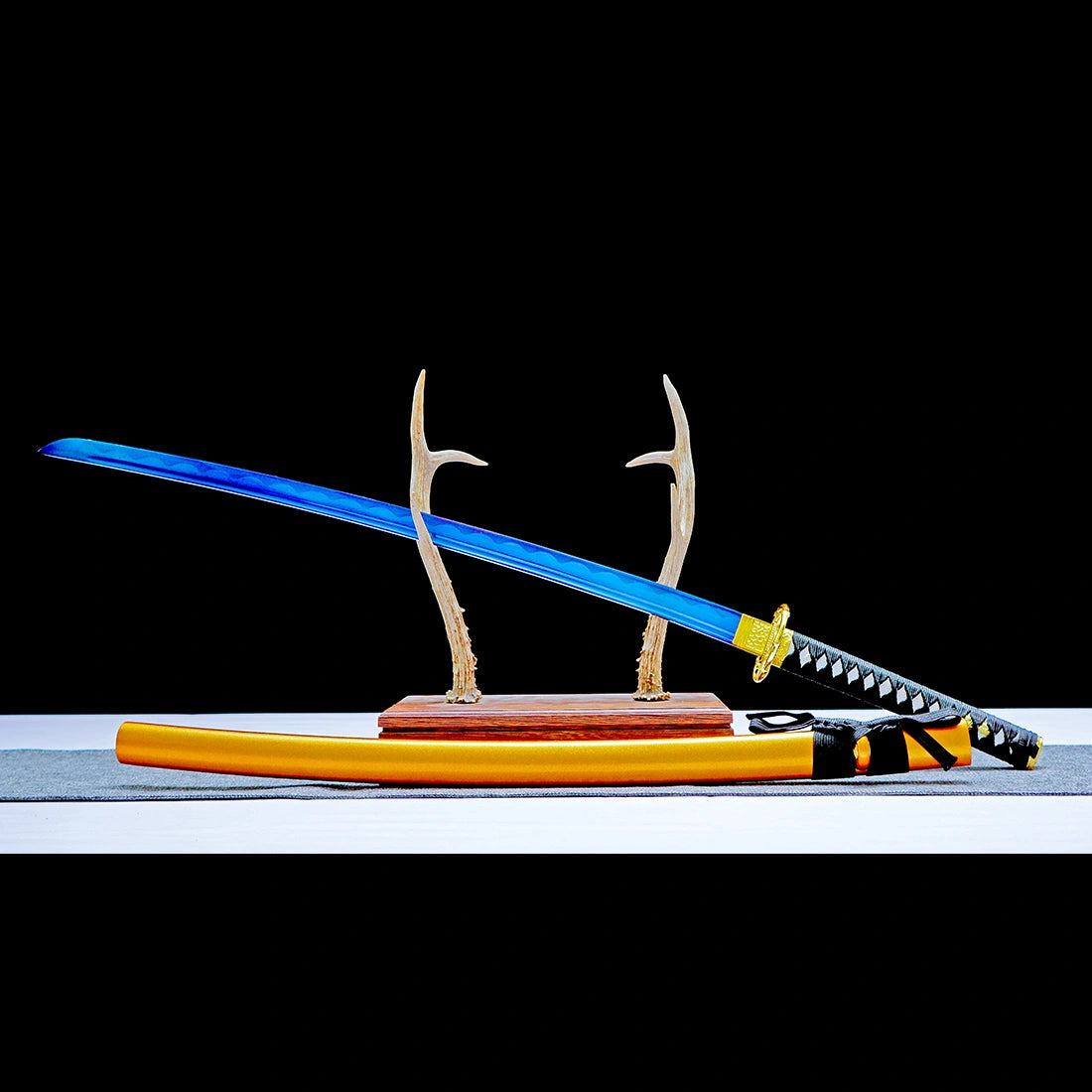 Real Japanese Katana Sword – Handmade Blue 1065 Carbon Steel Blade – Orange Scabbard  – Full Tang – Premium Quality