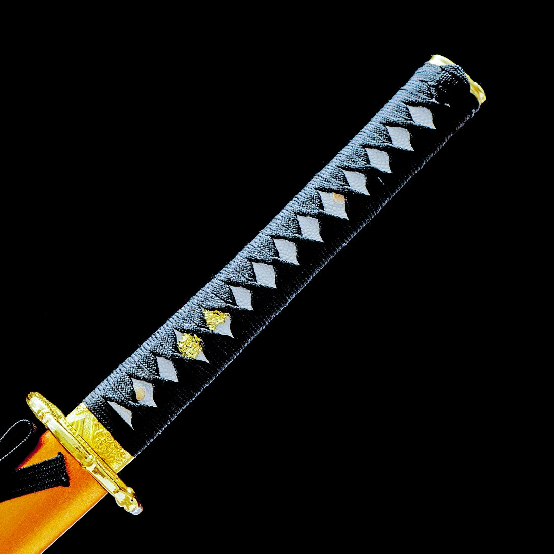 Real Japanese Katana Sword – Handmade Blue 1065 Carbon Steel Blade – Orange Scabbard  – Full Tang – Premium Quality