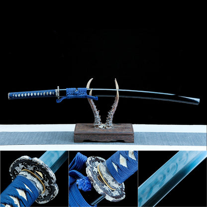Real Japanese Katana Sword – Handmade T10 Carbon Steel Blade – Black – Full Tang – Premium Quality