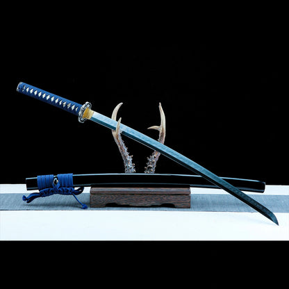 Real Japanese Katana Sword – Handmade T10 Carbon Steel Blade – Black – Full Tang – Premium Quality