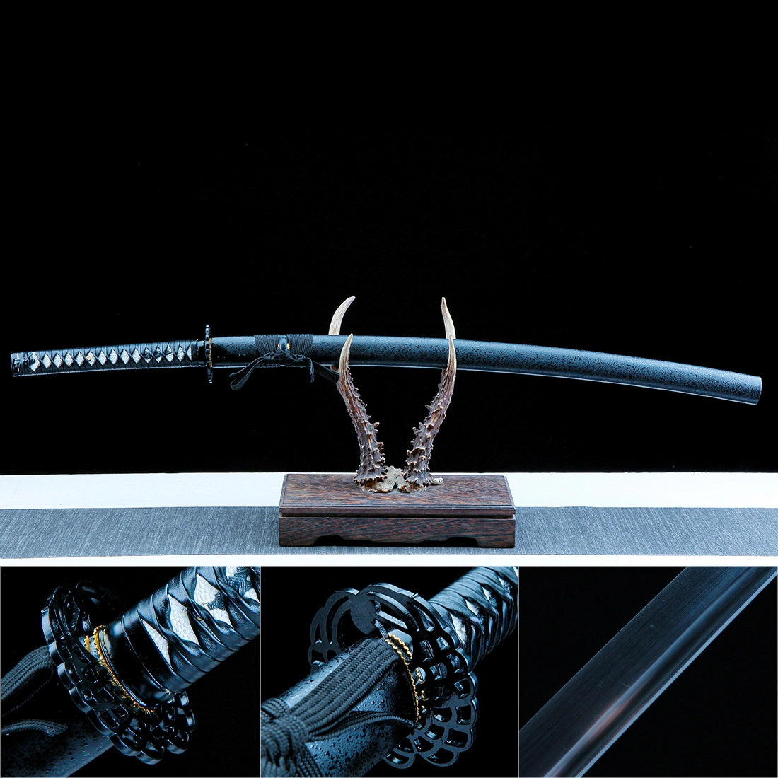 Real Japanese Katana Sword – High Performance T10 Carbon Steel Blade – Black – Full Tang – Premium Quality