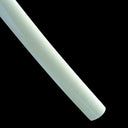 Rounded tip and clear lacquer finish of the natural wood saya