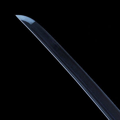 Real Japanese Katana – Handmade Damascus Pattern Steel Blade – Black Scabbard – Battle Ready