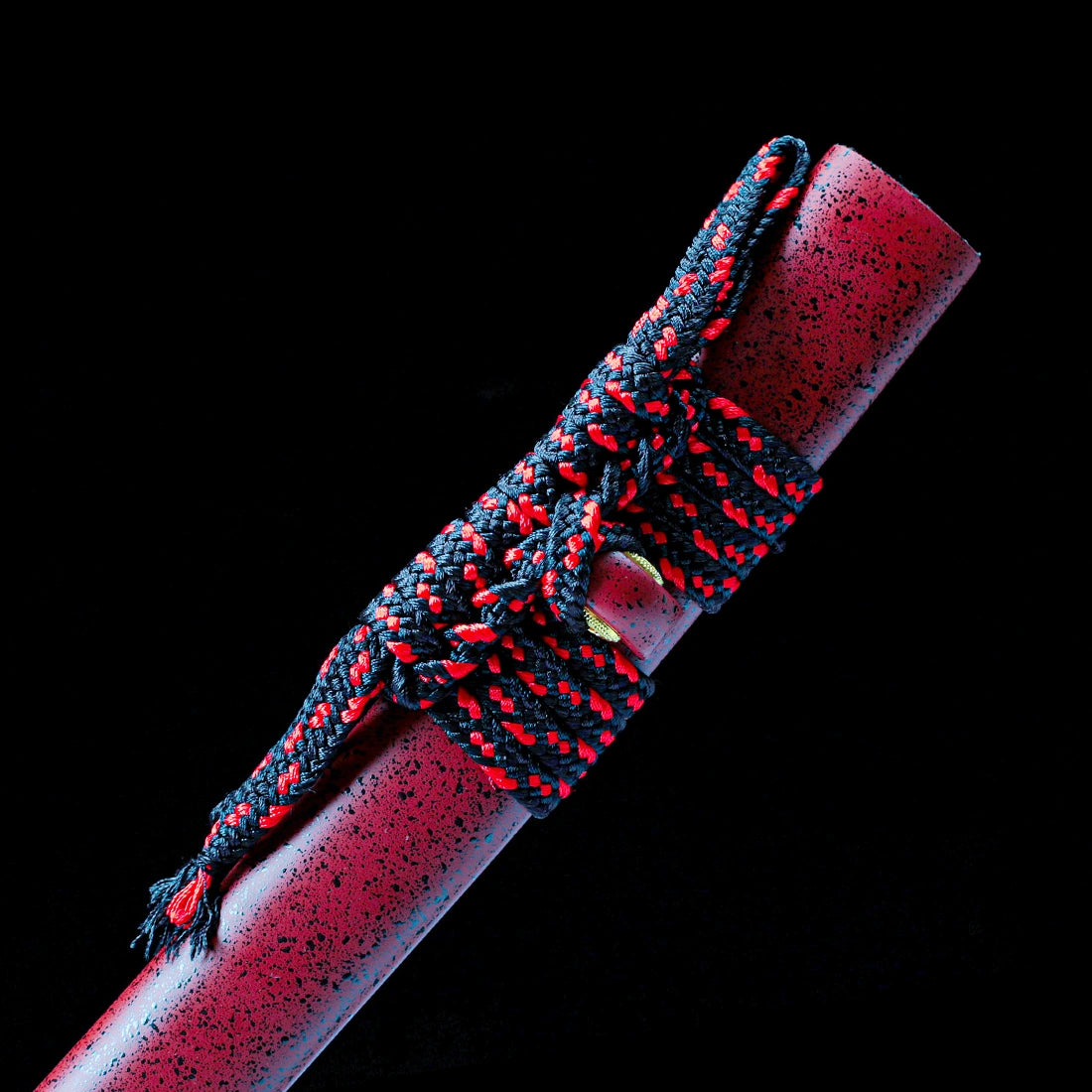Real Japanese Katana – Handmade Red Damascus Pattern Steel Blade – Full Tang – Red Scabbard – Battle Ready
