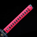 Real Japanese Katana – Handmade Red Damascus Pattern Steel Blade – Full Tang – Red Scabbard – Battle Ready