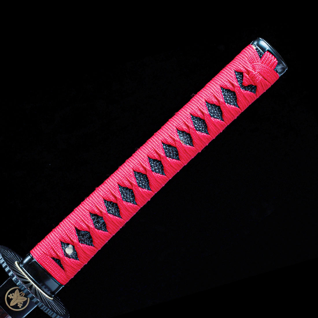 Real Japanese Katana – Handmade Red Damascus Pattern Steel Blade – Full Tang – Red Scabbard – Battle Ready