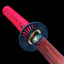 Real Japanese Katana – Handmade Red Damascus Pattern Steel Blade – Full Tang – Red Scabbard – Battle Ready
