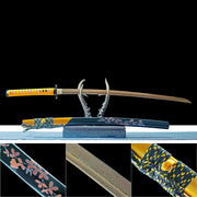 Real Japanese Katana – High Performance Gold Damascus Pattern Steel Blade – Full Tang – Battle Ready