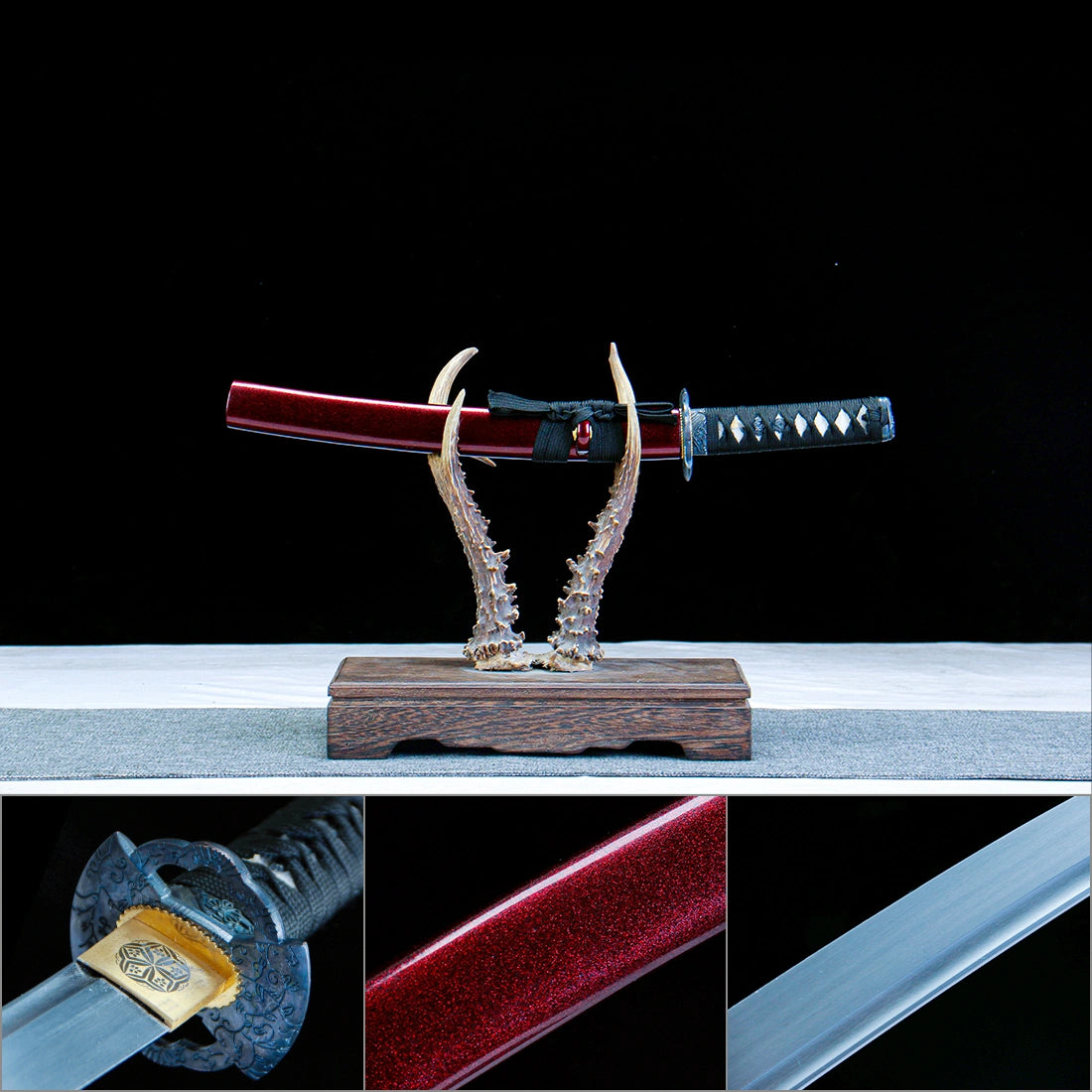 Real Japanese Tanto – Red Scabbard – 1065 Carbon Steel Blade – High Performance