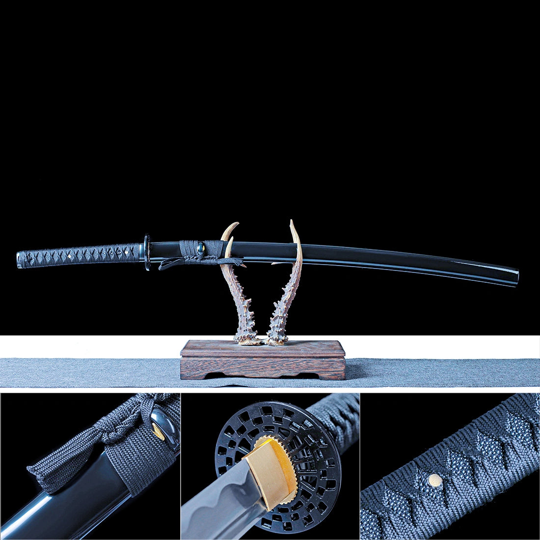 Real Katana Sword – Handmade 1060 Carbon Steel Blade – Black – Full Tang – Premium Quality
