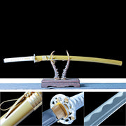 Real Katana Sword – Handmade 1060 Carbon Steel Blade – Gold – Full Tang – Premium Quality