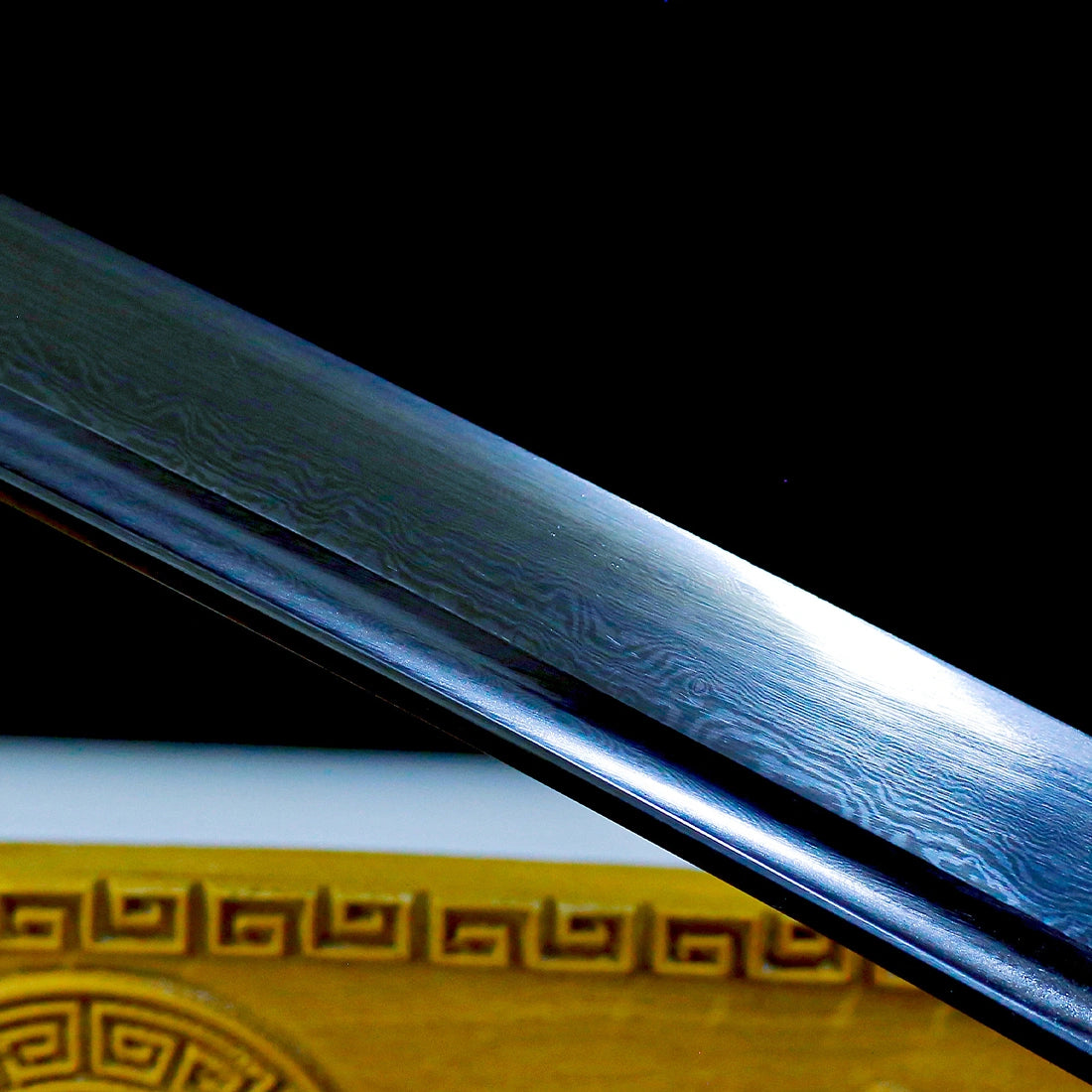 Katana Ripple Pattern Real Katana Sword – Handmade Black Damascus Pattern Steel Blade – High ...
