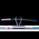 Real Katana Sword – Handmade Gray Titanium-Coated Carbon Steel Blade – Rustproof – Pink Scabbard – Premium Quality