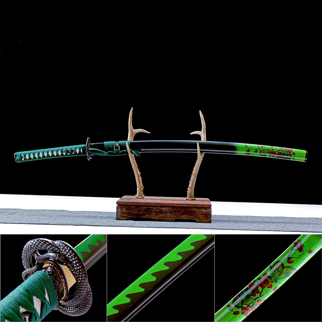 Real Katana Sword – Handmade Green 1065 Carbon Steel Blade – Full Tang – High-performance – Battle Ready