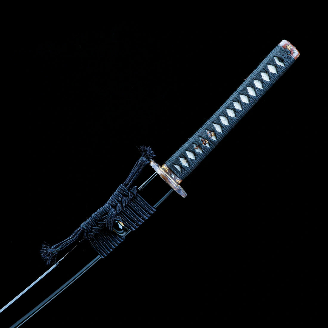 Real Katana Sword – Handmade T10 Carbon Steel Blade – Full Tang – Black Scabbard – Collector’s Edition