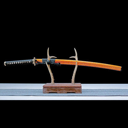 Real Katana Sword – Handmade T10 High Carbon Steel Blade – Orange – Full Tang – Premium Quality