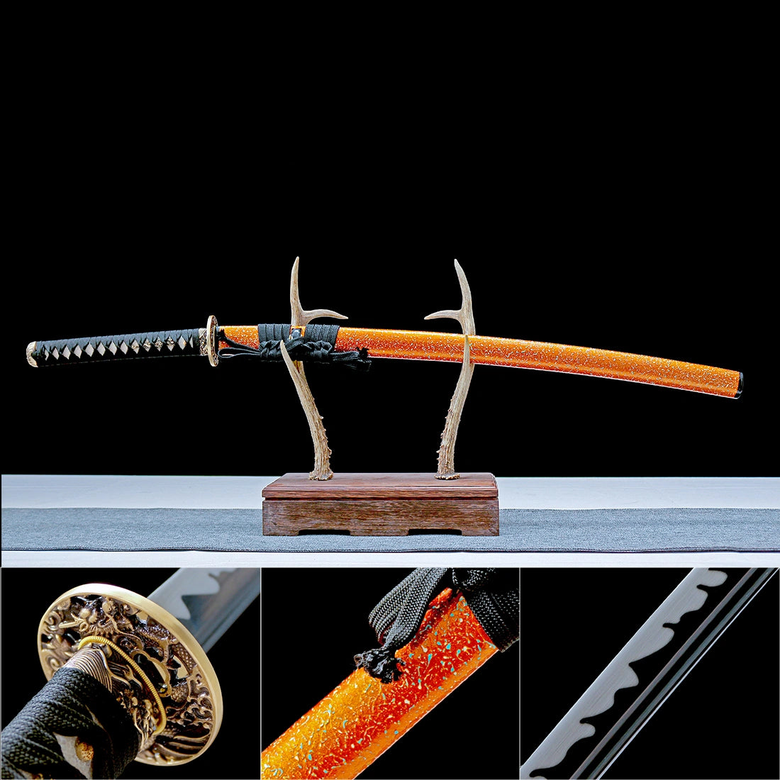 Real Katana Sword – Handmade T10 High Carbon Steel Blade – Orange – Full Tang – Premium Quality