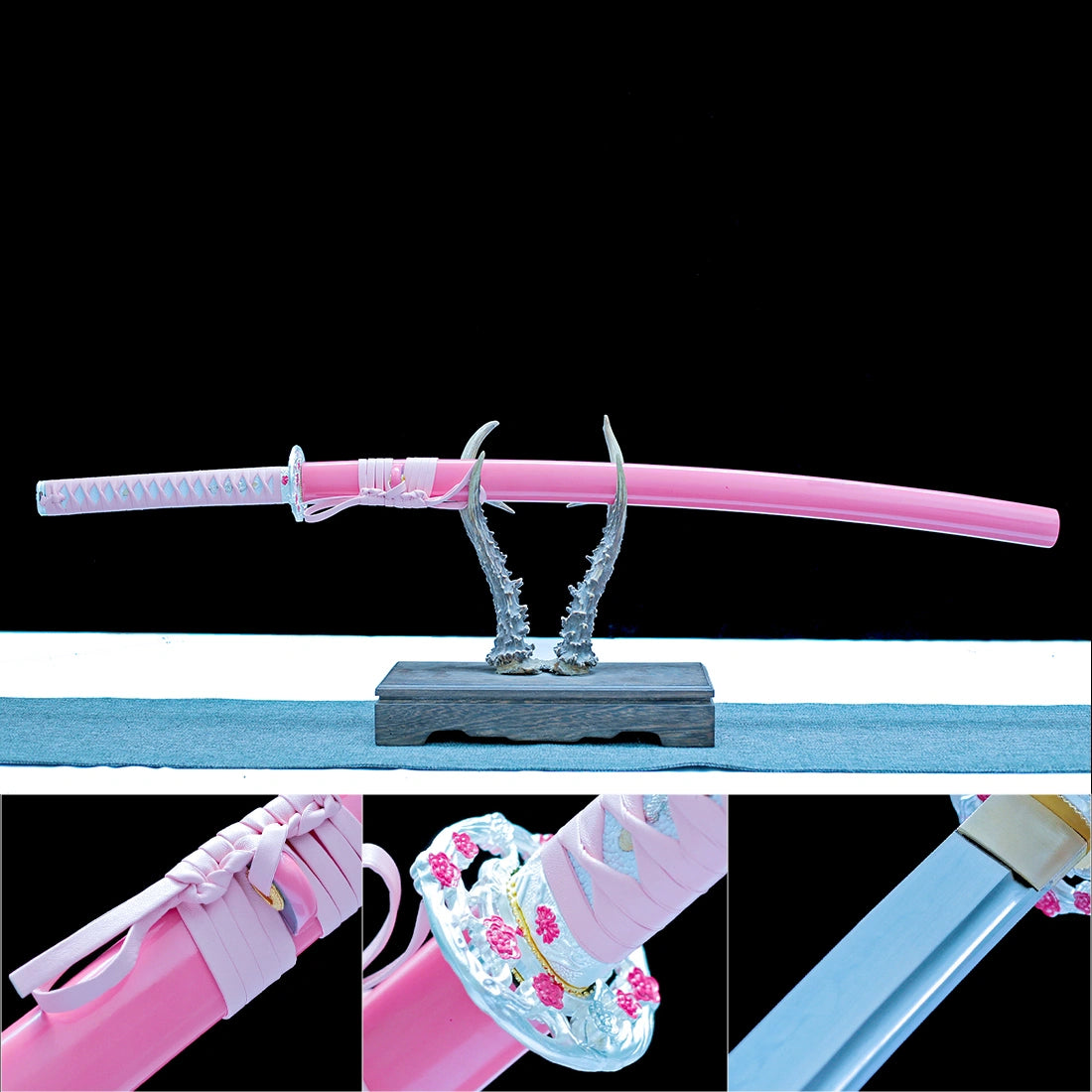 Real Katana Sword – High Performance 1065 Steel Clay Tempering Blade – Pink - Full Tang – Battle Ready