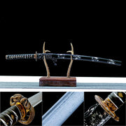 Real Katana Sword – High Performance Damascus Pattern Steel Blade – Full Tang – Black – Premium Quality