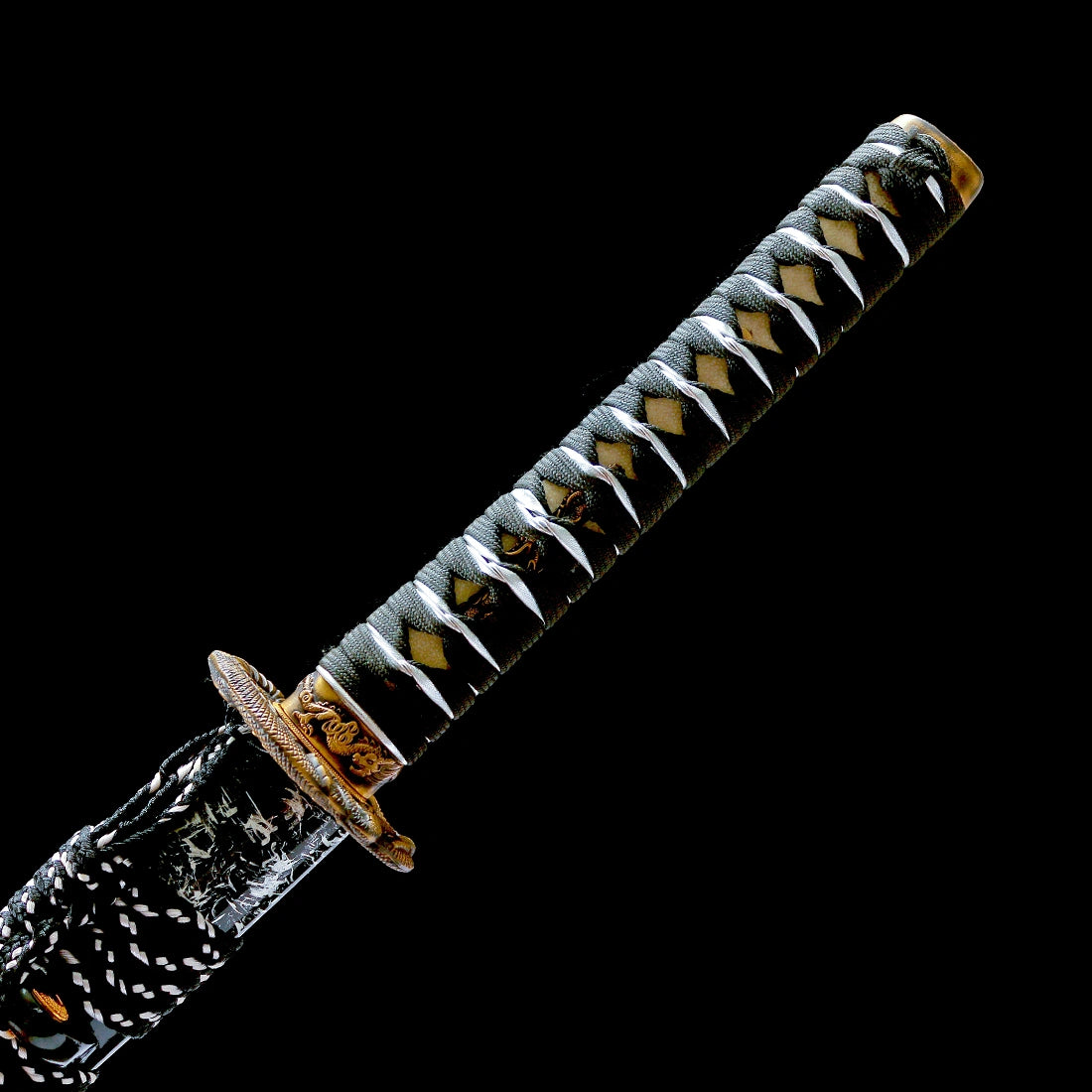 Real Katana Sword – High Performance Damascus Pattern Steel Blade – Full Tang – Black – Premium Quality