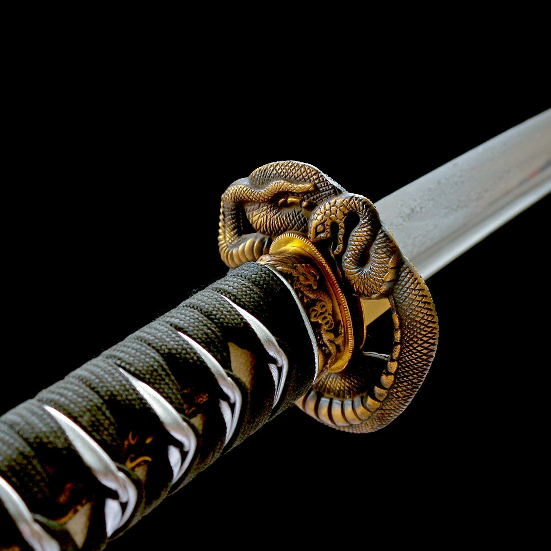 Real Katana Sword – High Performance Damascus Pattern Steel Blade – Full Tang – Black – Premium Quality