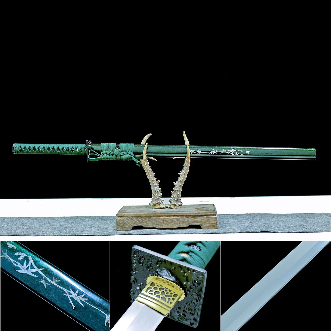Real Ninjato Sword – Handmade T10 Carbon Steel Blade – Full Tang – Green – Battle Ready