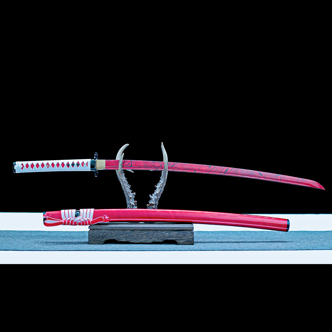 Real Katana Sword – Handmade Red T10 Carbon Steel Blade – Red Scabbard – Full Tang – Battle Ready