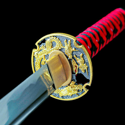 Real Samurai Sword – Handmade 1060 Carbon Steel Blade – Black – Full Tang – Battle Ready