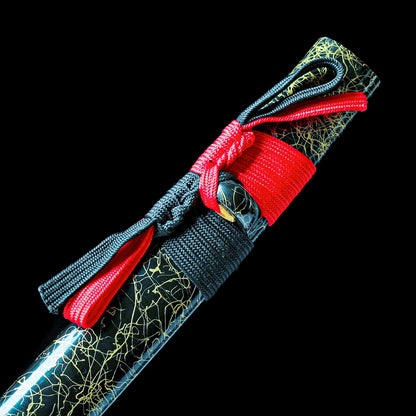 Real Samurai Sword – Handmade 1060 Carbon Steel Blade – Black – Full Tang – Battle Ready