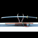 Real Tachi Sword – Damascus Patterned Steel Blade – Natural Solid Wood Saya – High performance