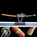 Real Tachi Sword – Handmade T10 High Carbon Steel Blade – Full Tang – Orange – Collector’s Edition