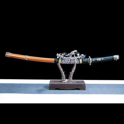Real Tachi Sword – Handmade T10 High Carbon Steel Blade – Full Tang – Orange – Collector’s Edition