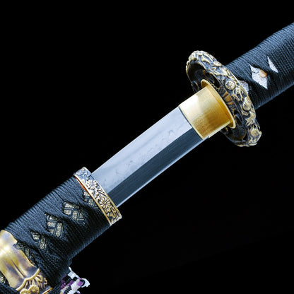 Real Tachi Sword – Handmade T10 High Carbon Steel Blade – Full Tang – Orange – Collector’s Edition