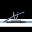 Sunthread Wakizashi – Black Gold-Threaded Scabbard – Hand-Forged 1065 Carbon Steel Blade – High Performance