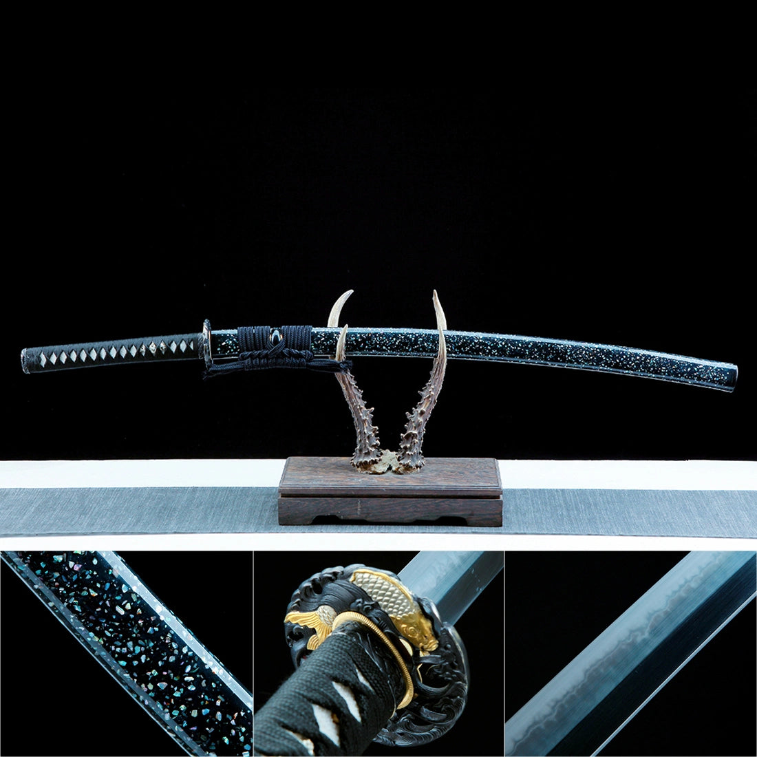 Real Katana Sword – T10 High Carbon Steel Blade – Full Tang – Black – Collector’s Edition