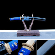 Real Tanto Sword – High Performance Damascus Pattern Steel Blade – Full Tang – Black – Premium Quality