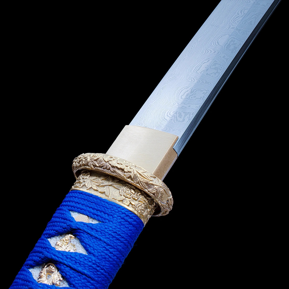 Real Tanto Sword – High Performance Damascus Pattern Steel Blade – Full Tang – Black – Premium Quality