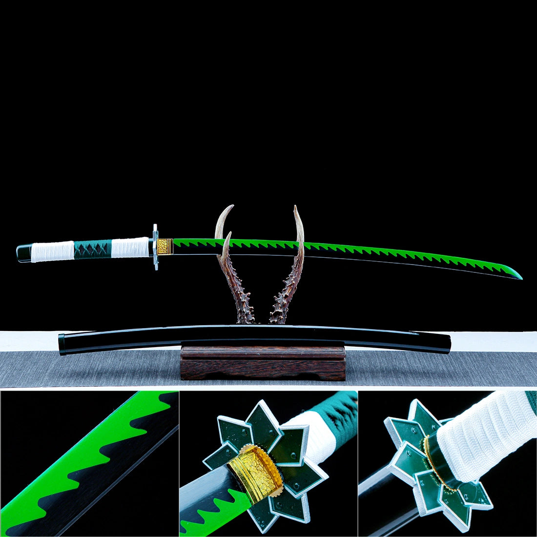Sanemi Shinazugawa's Sword – Demon Slayer Sword – Kimetsu No Yaiba Sword – Nichirin Sword – Black Scabbard