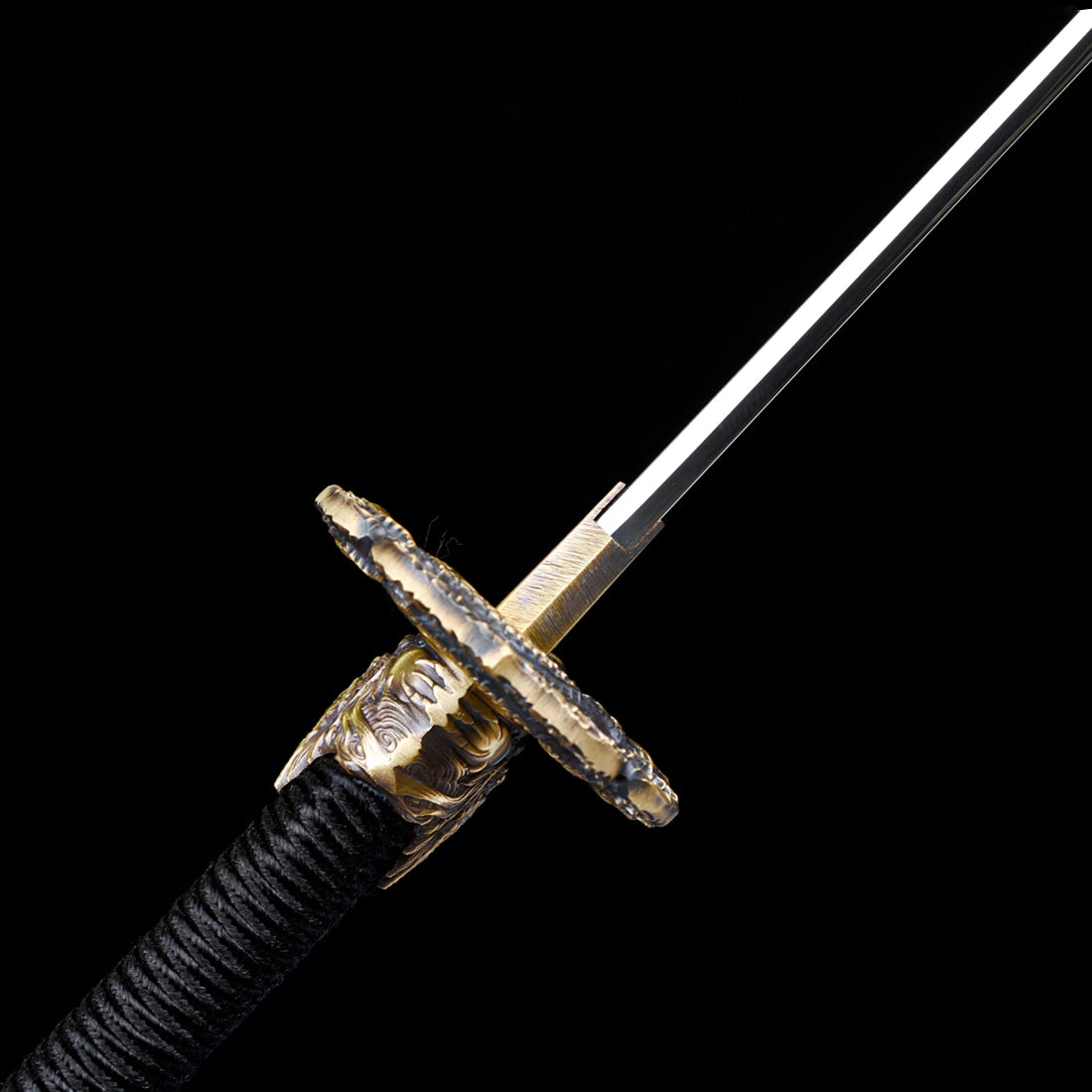 Tachi Sword – Full Black – S7 Tool Steel with Mirror Polish – Pure Copper Ornaments
