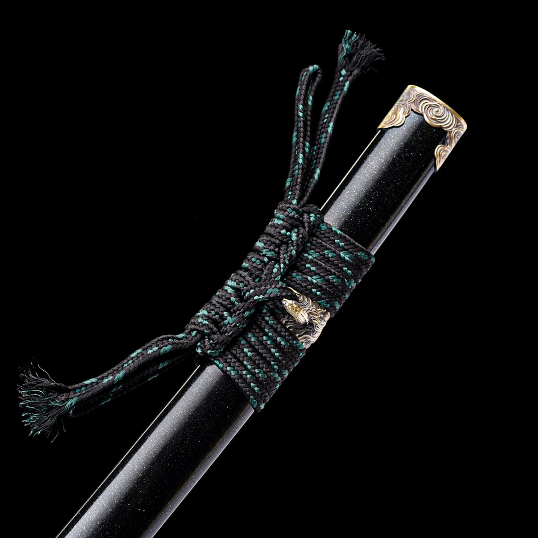 Tachi Sword – Full Black – S7 Tool Steel with Mirror Polish – Pure Copper Ornaments